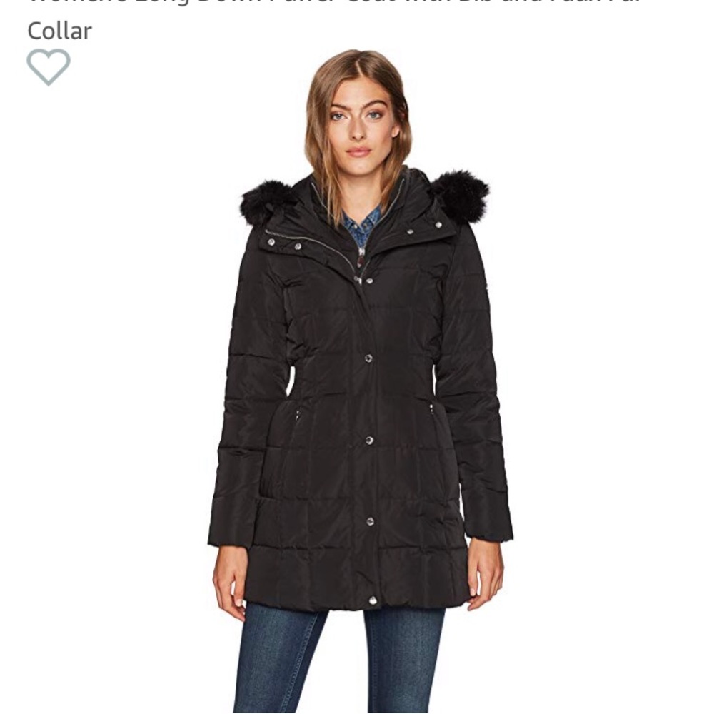 Calvin Klein coat with faux fur trim hood